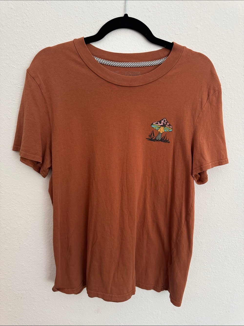 Volcom Rust Orange Short Sleeve Tee with Mushroom Patch